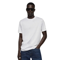 T-shirt ajusté pour homme Goldtex avec col montant et épaules tombantes, design uni, tissu tricoté polyester/coton