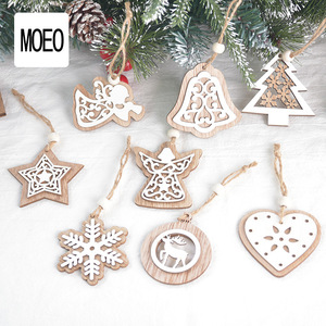 <b>Christmas</b> <b>decorations</b>, wooden <b>Christmas</b> ornaments, laser-cut double-layer <b>white</b> ornaments, <b>Christmas</b> <b>tree</b> snowflake ornaments - Product Image 3