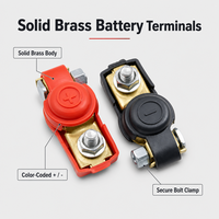 Connecteurs de bornes de batterie en laiton, pince positive et négative pour borne supérieure, 12V/24V, pour automobile, camion, SUV, marine, usage intensif