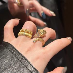 Anillo de Leopardo con Incrustaciones de Plata de Ley S925 Chapada en Oro de 18K, Estilo Retro, Acabado Cepillado de Seda, Artesanía de Alta Calidad - Product Image 4