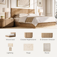 Lit en chêne moderne de luxe, adapté aux chambres d'hôtel, aux villas, aux chambres d'appartements, aux ensembles de meubles de chambre à coucher et à d'autres espaces intérieurs