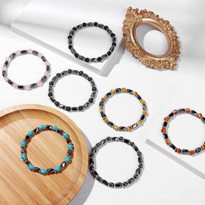 Vintage 2024 vente en gros de perles de pierre naturelle Bracelet bouton perles Bracelet élastique femmes hommes accessoires bijoux en pierres précieuses - Product Image 4