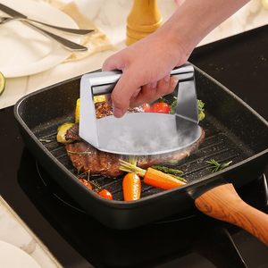<span class=keywords><strong>Presse</strong></span> <span class=keywords><strong>à</strong></span> hamburgers ronde en acier inoxydable antiadhésive pour gril <span class=keywords><strong>à</strong></span> surface plane, cuisson de steaks, barbecue - Product Image 5