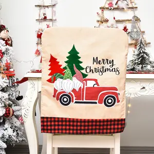 Hot Sale Natal Seat Cover Red Santa Impresso Elastic Stretch Cadeiras de jantar capa Home Decor Natal Cadeira Cobre
