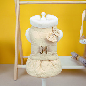 Vêtements d'hiver chauds pour chiots de petites races, robe mignonne à volants pour Teddy et Bichon, tenue de fête lavable pour animaux de compagnie, robes thermiques unies pour chiens - Product Image 1