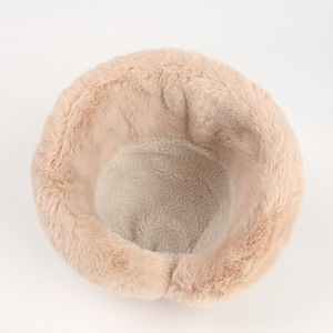 Chapeau bob chaud en fausse fourrure pour femme, hiver, extérieur, velours côtelé, couleur unie, réversible, style pêcheur - Product Image 4