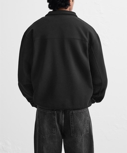 Logo personalizzato tessuto di <span class=keywords><strong>cotone</strong></span> organico <span class=keywords><strong>felpa</strong></span> con cappuccio tinta unita Casual sottile taglio quarto di cerniera <span class=keywords><strong>felpa</strong></span> stile uomo - Product Image 4