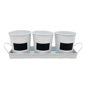 Fournitures de jardinage peintes 3PCS Mini pots de fleurs et jardinière de couleur vive avec plateau en métal Autocollant noir Écrire des <span class=keywords><strong>mots</strong></span> Seau succulent - Product Image 6