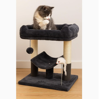 Arbre à chat, griffoir et condo intégrés, maison pour chat en peluche gris foncé et sisal, perchoir compact pour affûter les griffes
