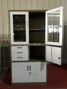 Modern Steel Glass Door Storage <strong>Cabinet</strong> with 3 <strong>Drawer</strong> Metal <strong>Filing</strong> <strong>Cabinet</strong> Iron Cupboard with Glass Door Safe Locker - Product Image 5