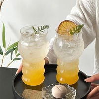 Glazen beker met opdruk, transparant, 'bubble juice'-design, Koreaans, schattig, herbruikbaar, voor koffie, latte, etc., voor cafés.
