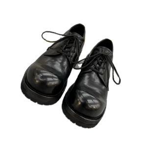 Zapatos Oxford de Cuero Negro con Punta Redonda, Cordones, Suela de Goma, Entresuela de EVA, Antideslizantes, para Todas las Temporadas, Calzado Casual para Hombre - Product Image 3