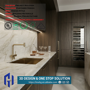 Meuble <span class=keywords><strong>de</strong></span> cuisine moderne en mélaminé mat brun, avec porte plate personnalisée <span class=keywords><strong>de</strong></span> luxe en <span class=keywords><strong>contreplaqué</strong></span>, en promotion – Collection HG Populaire - Product Image 1