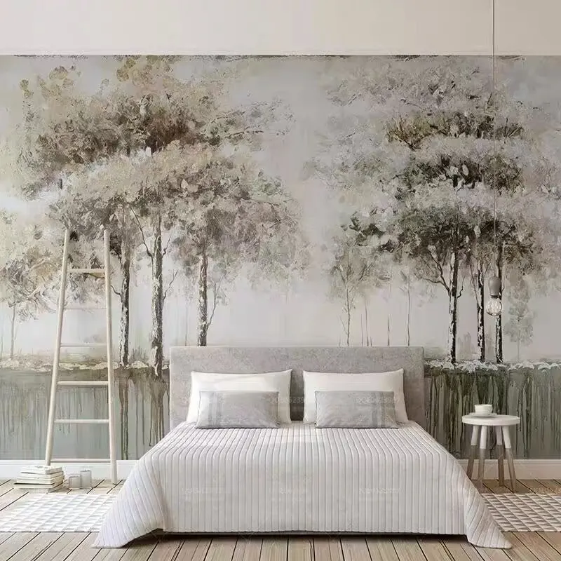 Luxe Murs Papier Rouleaux Nature Étanche Fleur Décoration de La Maison 3D Bois Tropical Papier Peint Mural