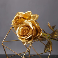 Künstliche Blumen Realistische Rosen Bouquet Seiden-Goldrosen mit Langem Stiel für Heim-Hochzeitsdekoration Party
