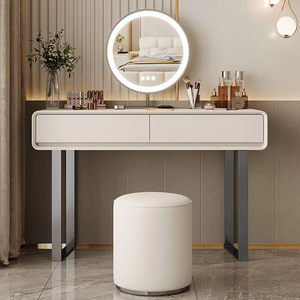 2024 Coiffeuse italienne moderne en bois massif miroir éclairé Style Ins de luxe pour jeunes adultes pour petits appartements chambres à coucher - Product Image 3