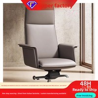 Chaise de bureau ergonomique en cuir de vachette avec fonction de levage, cadre en acier, dossier haut et accoudoirs – Chaise de gaming polyvalente pour la maison