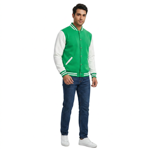 Chaqueta Varsity de Invierno para Hombre 2026, de Alta Calidad, con Mangas de Cuero y Algodón, Bordado Chenille Personalizado, Cuello Alto, Cuerpo Cálido de Algodón - Product Image 1