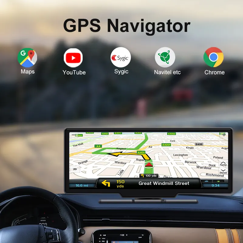 Z80 kamera mobil dasbor nirkabel 4g, kamera mobil navigasi gps android 10 4 + 64G dengan wifi adas, perekam video mobil