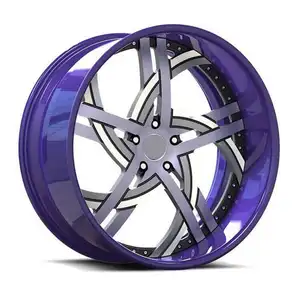 锻造车轮轮辋镀铬18 19 20 21 22英寸4 5 6 8 10孔紫色汽车改装公司批量价格便宜