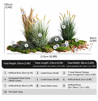 Arrangement de plantes artificielles en pot (foin de renard et herbe d'oignon) pour la décoration intérieure commerciale des restaurants et hôtels
