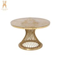 Table Ronde de Haute Qualité en Acier Inoxydable avec Cadre Doré pour Dîner, Mariage, Banquet, Hôtel