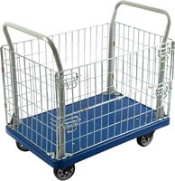 Chariot à plateforme avec clôture pliable, capacité de charge de 660 lb, chariot à main, cage en acier, conteneur à roulettes, OEM, usage commercial et industriel