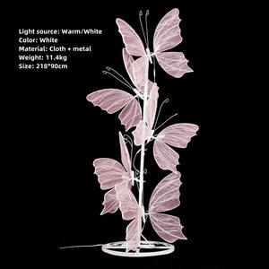 Colonne de papillons porte-bonheur en tulle 3D avec ailes lumineuses LED pour décoration de mariage - Product Image 2