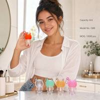 Envase de Brillo Labial Personalizado ISMAN de 4 ml con Forma de Animal de Dibujos Animados, Lindo Envase Transparente con Cadena de Bolitas de Cerdo, Embalaje Cosmético al por Mayor