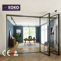 Porte pliante en verre acoustique insonorisée en aluminium certifiée CE EOKO pour bureau à domicile, salle d'étude, séparateur de pièce