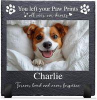 Plaques commémoratives personnalisées pour chiens Star Online, avec photo et nom personnalisés, en ardoise rectangulaire, pour animaux de compagnie, à poser, utilisation intérieure/extérieure (Design 8)