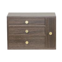 Mini armoire minimaliste en bois, boîte de rangement de bureau avec tiroir, finition noyer, petite boîte organisatrice pour la maison et le bureau
