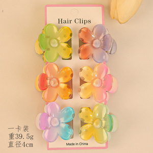 กิ๊บติดผมรูปดอกไม้สีสันสดใส 6 ชิ้น/ชุด สำหรับเด็กผู้หญิง กิ๊บหนีบผมรูปฉลามกันลื่น เครื่องประดับผมแบบสปริง - Product Image 4