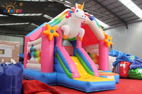 WINSUN Gonflable Bounce House licorne Bouncer avec toboggan Cartoon Gonflable Castle Combo Slide pour enfants
