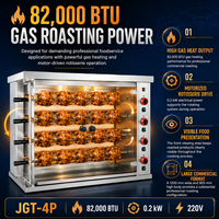 Machine à rôtir le poulet au gaz et à l'électricité, en acier inoxydable, Xinzhuolian JGT-4P, garantie 1 an pour les restaurants