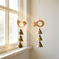 Cloches artisanales bohèmes modernes minimalistes en bronze antique avec bois et cristaux pour la décoration intérieure - Idéales pour le dropshipping