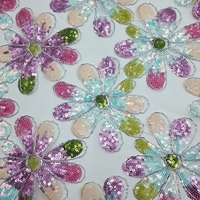 Tissu en maille à sequins brodés à motif Ramage multicolore brillant haut de gamme, respirant, durable et à séchage rapide pour vêtements et décoration intérieure
