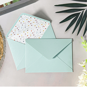 Enveloppes à rabat <span class=keywords><strong>euro</strong></span> vert menthe avec doublure florale, enveloppes d'invitation en papier perlé épais pour cartes de mariage - Product Image 1