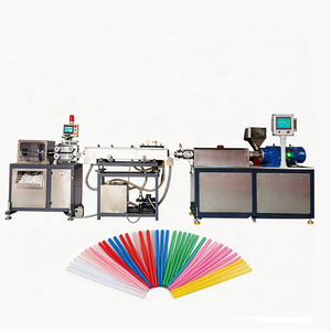 Machine extrudeuse de pailles en PP PLA haute vitesse |   <span class=keywords><strong>Ligne</strong></span> de production de tubes en plastique avec moteur à vis sans fin |   Système d'alimentation en granulés et boîte de vitesses - Product Image 1
