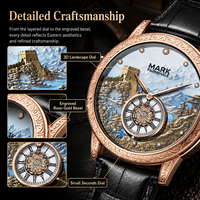 Montre mécanique automatique pour homme MARK FAIRWHALE, style montagnes et rivières, cadran vert lumineux, étanche, esthétique orientale FW-6063