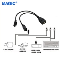Cables Accesorios de uso común 0,2 m Micro macho a USB 2,0 hembra OTG Cable adaptador Otg Micro USB Cable con alimentación