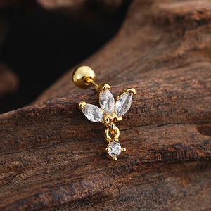 Piercing de lèvre tendance en acier inoxydable doré avec zircon, anneau labret 20G, cadeau, tragus, hélix, divers clous d'oreille pour cartilage, punk - Product Image 6