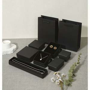 Boîte à bijoux cadeau 2021, logo personnalisé exquis, papier kraft noir, collier, bracelet, bague, boucles d'oreilles, carton en éponge moins cher, Saint-Valentin - Product Image 2