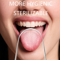 Grattoir à langue en acier inoxydable en forme de U, écologique, réutilisable, pour nettoyer la langue et l'hygiène buccale