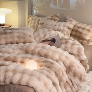 Colorful Bubble Four-piece Thickened Double-sided Warm Quilt <strong>Set</strong> with Winter Bed Sheet - Product Image 4