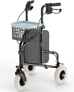 Marcheur roulant léger à 3 roues qualifié FSA/HSA <span class=keywords><strong>pour</strong></span> les personnes âgées plateau de <span class=keywords><strong>panier</strong></span> en fil pliable fournitures de thérapie de rééducation - Product Image 1