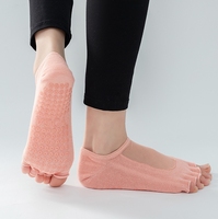 Chaussettes de yoga antidérapantes en maille à bout en usine chaussettes de Pilates respirantes à cinq doigts pour la pratique du fitness trampoline en gros