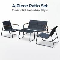 Ensemble de chaises de jardin modernes en acier noir, design nouveau, multifonctionnel, durable, avec table basse