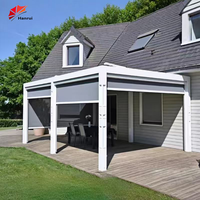 Pergola électrique de luxe extérieure, écologique, étanche, avec toit à persiennes rétractables et cadre en aluminium