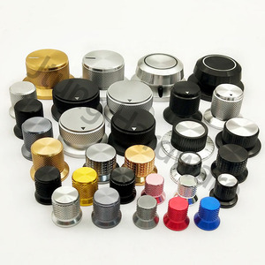 Schwarz Gold Silber Grau Rot Blau Aluminium Rändel rock Hut knopf 18 Zähne D Wellen verstärker Potentiometer Schalter knopf - Product Image 1